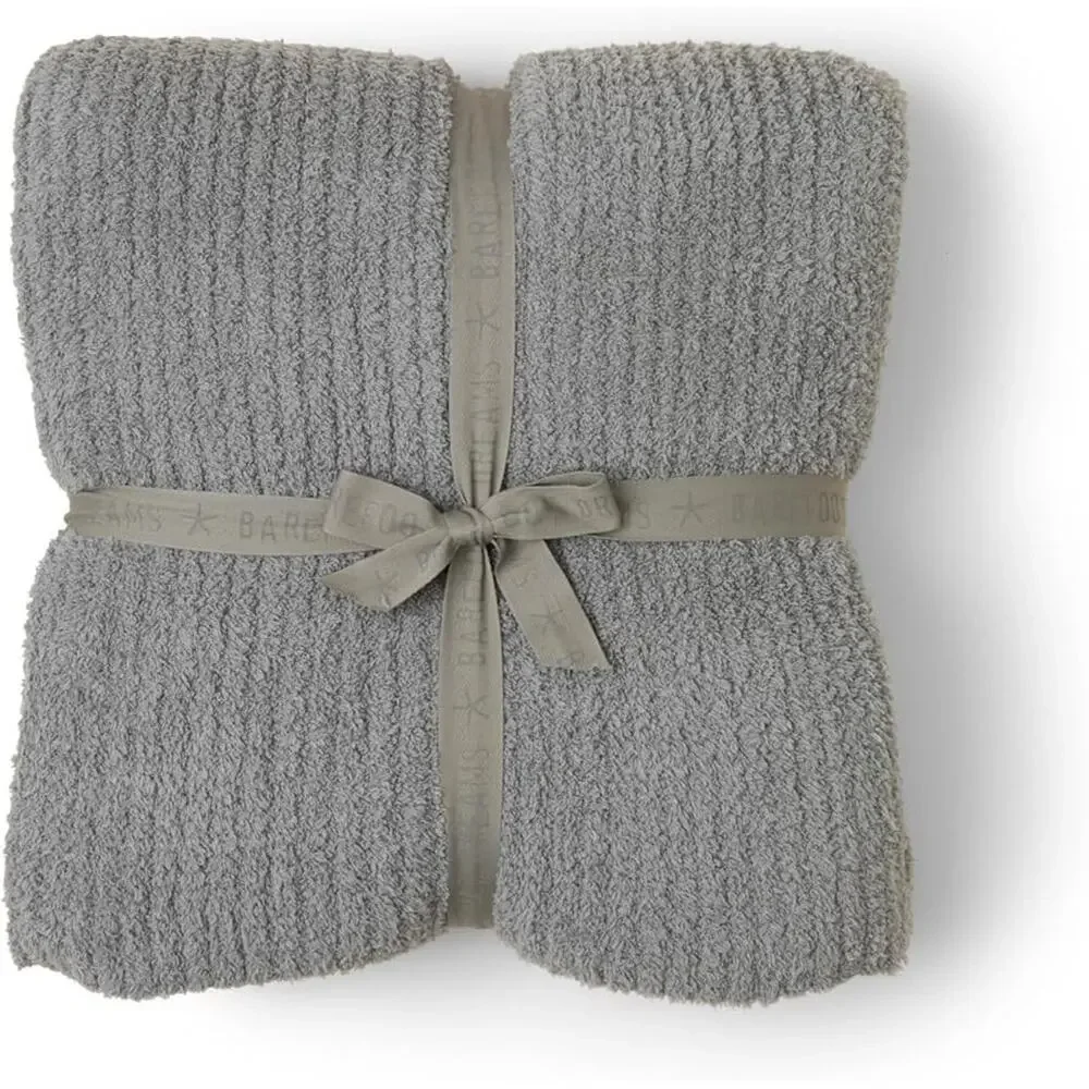 Barefoot Dreams CozyChic 54x72 Stacked Ribbed Border Throw Eucalyptus H496900